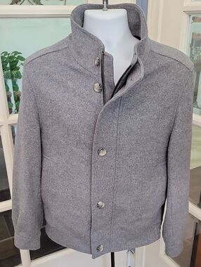 BALMAIN Grey Wool and Cashmere Blend Bomber/Blouson Jacket | Size: M